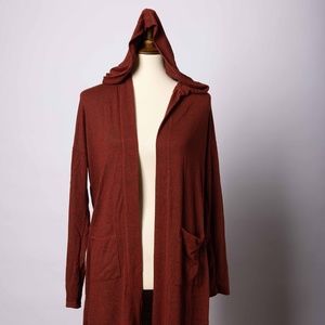 Open Faced Hooded Long Cardigan
